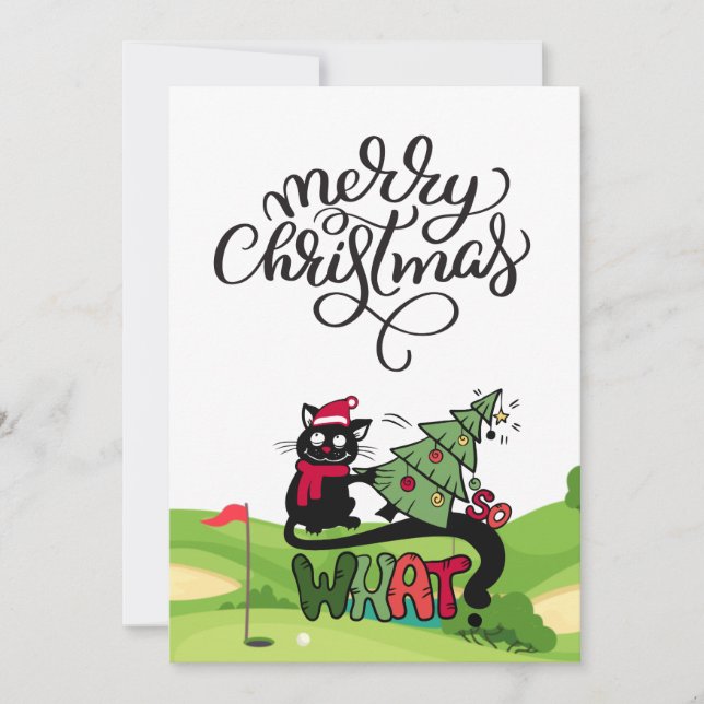 Golf Christmas in golf course for golfer Holiday Card (Front)