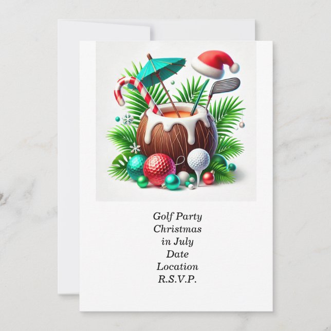 Golf Christmas in July for golfer with golf ball  Invitation (Front)