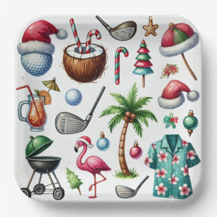 Golf Christmas in July for golfer with golf ball  Paper Plate