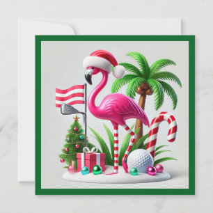 Golf Christmas in July for golfer with Santa Claus Holiday Card