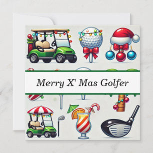 Golf Christmas in July for golfer with Santa Claus Holiday Card