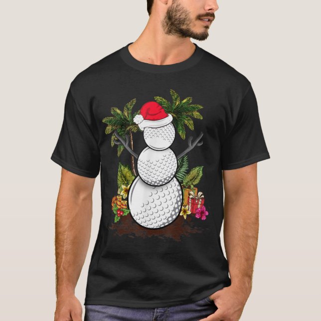 Golf Christmas in July Summer Snowman Golfer Party T-Shirt (Front)
