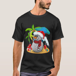 Golf Christmas in July Summer Snowman Golfer Party T-Shirt