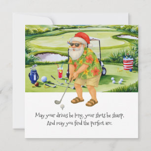 Golf Christmas in July with Santa Claus if golfing Holiday Card
