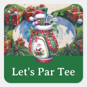 Golf Christmas Let’s Par tee with golf bag Square Sticker