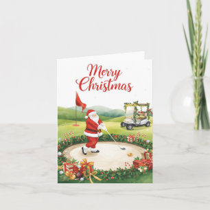 Golf Christmas  Let’s Par tee with Santa Claus   Holiday Card