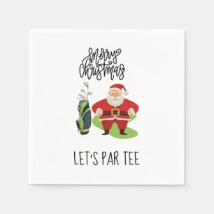 Golf Christmas Let’s Par tee with Santa Claus Napkin