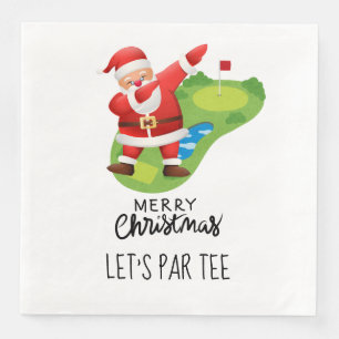 Golf Christmas Let’s Par tee with Santa Claus Napkin