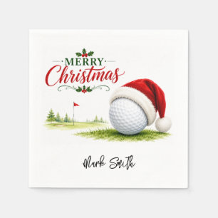Golf Christmas Let's Par Tee Napkin