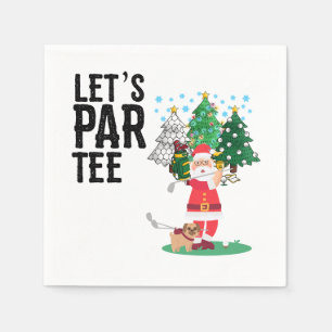 Golf Christmas Let's Par Tee with Santa Claus  Napkin