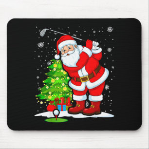 Golf Christmas Men Club Playing Santa Claus  Mouse Pad