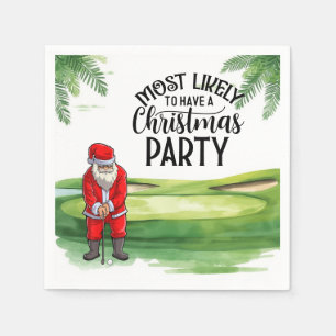 Golf Christmas Most likely to have Christmas Party Napkin