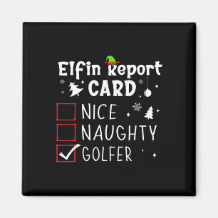 Golf Christmas Nice Naughty Funny Xmas List Golfer Magnet