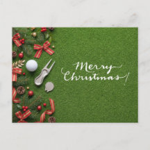 Golf Christmas on Putting Green Merry Christmas