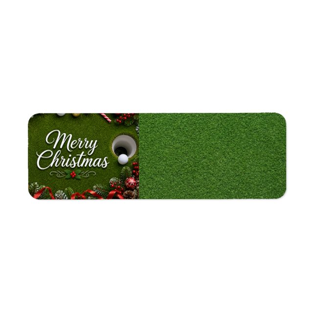 Golf Christmas on putting green Return Address Label (Front)