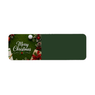 Golf Christmas on putting green Return Address Label