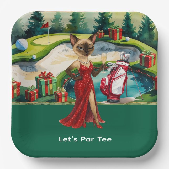 Golf Christmas Party for Woman Golfer  Paper Plate (Front)