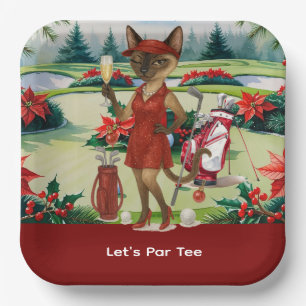 Golf Christmas Party for Woman Golfer Paper Plate