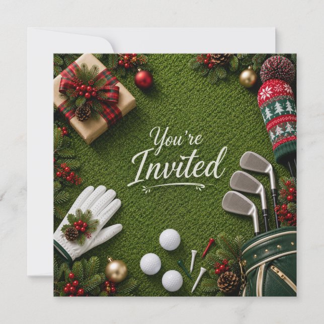 Golf Christmas Party Let’s Par tee  Invitation (Front)