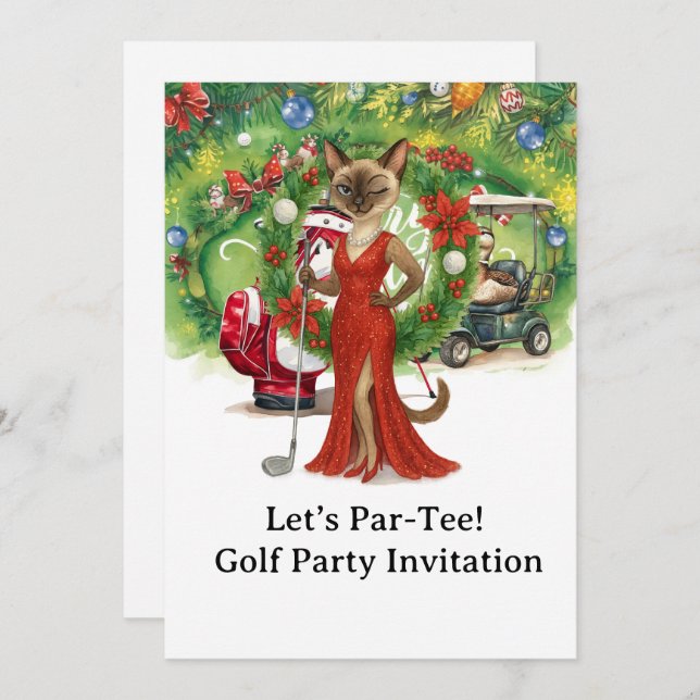 Golf Christmas Party on putting green Invitation (Front/Back)
