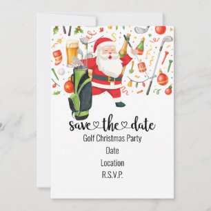 Golf Christmas Party themed with Santa Claus Invitation