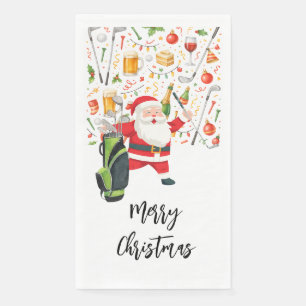 Golf Christmas Party themed with Santa Claus Napkin