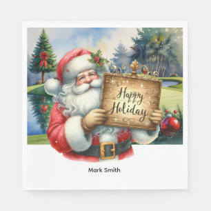 Golf Christmas Santa Claus at golf course Napkin