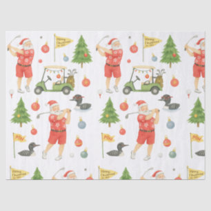 Golf Christmas Santa Claus Golfing in Minnesota Tissue Paper