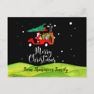 Golf christmas Santa Claus riding golf cart Postcard