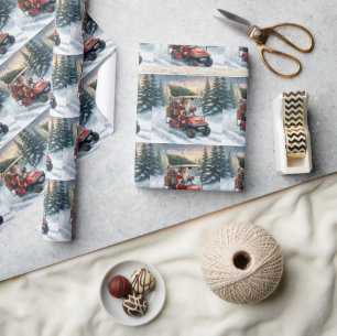 Golf christmas Santa Claus riding golf cart Wrapping Paper