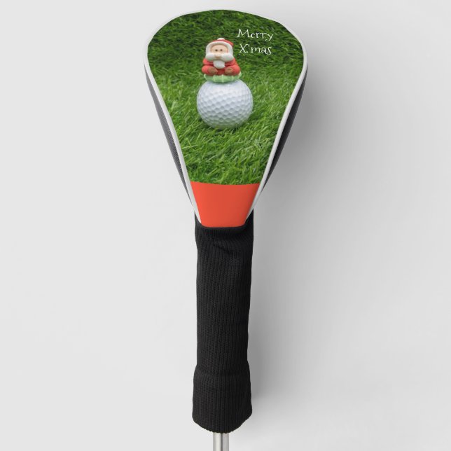 Golf Christmas Santa Claus sits on golf ball Golf Head Cover (Front)