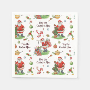 Golf Christmas Santa Golfer May Course be with you Napkin