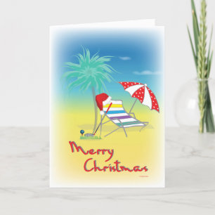 GOLF Christmas Santa Hat Beach Funny Card