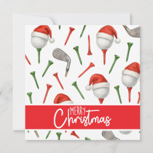 Golf Christmas Santa Hat Red and Green Tees  Holiday Card