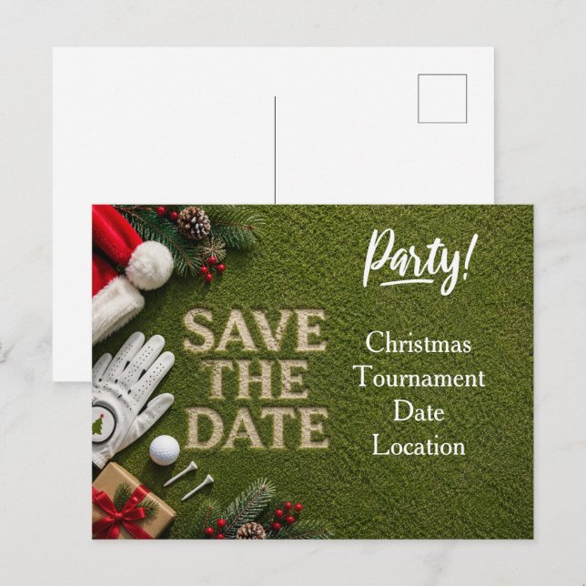 Golf Christmas save the date invitation  (Front/Back)