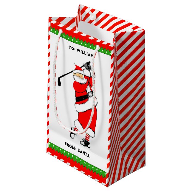 Golf Christmas Small Gift Bag (Front Angled)