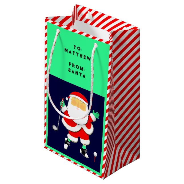 Golf Christmas Small Gift Bag (Front Angled)
