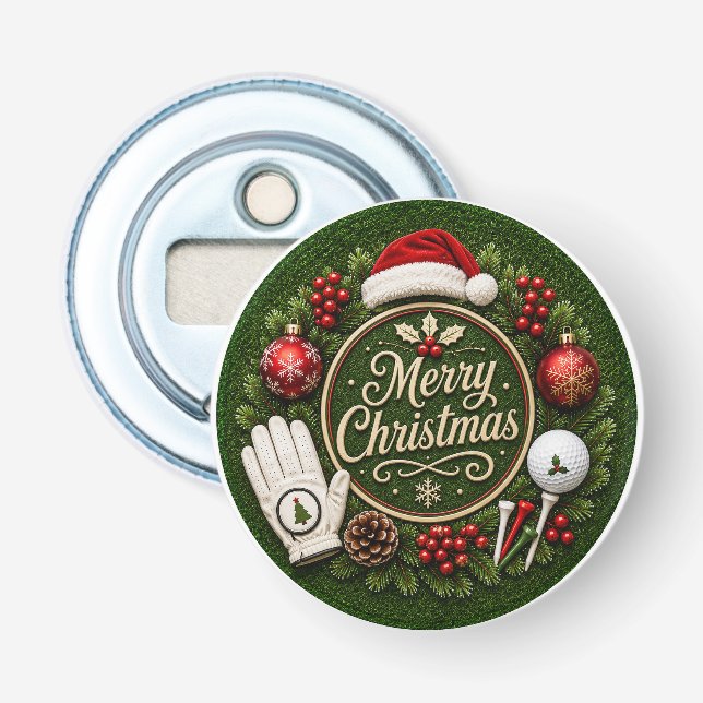 Golf Christmas Sticker Bottle Opener (Front)
