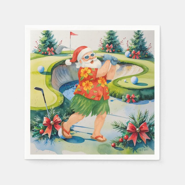 Golf Christmas Summer July Hawaii themed  Napkin (Front)