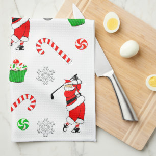 Golf Christmas Tea Towel