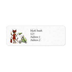 Golf Christmas themed for Cat Lover Golfer Golfing Return Address Label