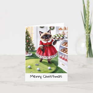 Golf Christmas themed for Cat Lover Golfer  Holiday Card