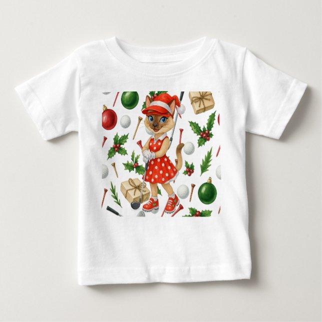 Golf Christmas themed for Cat Lovers Baby T-Shirt (Front)