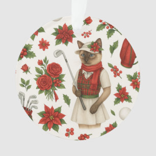 Golf Christmas themed for Cat woman Golfer Ornament