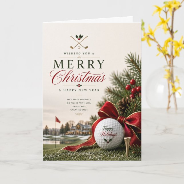 Golf Christmas themed for Golfer Card (Yellow Flower)