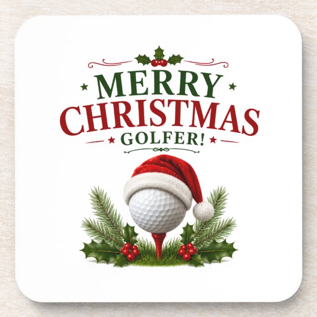 Golf Christmas themed for golfer Coaster (Front)
