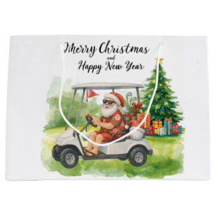 Golf Christmas themed for golfer on course Large Gift Bag