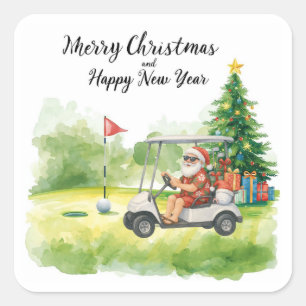 Golf Christmas themed for golfer on course Square Sticker