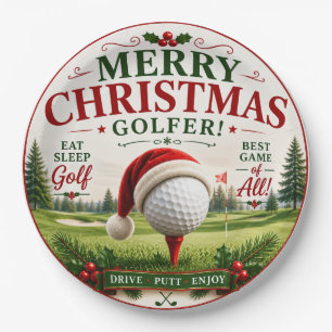 Golf Christmas themed for golfer Paper Plate