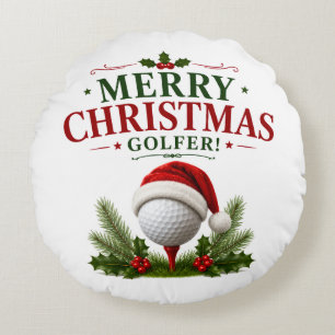 Golf Christmas themed for golfer Round Cushion